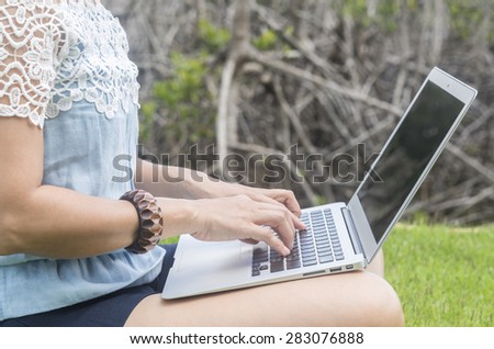 young women using laptop computer at home. technology concept, freelance concept, business concept, shopping online concept. Selective focus.