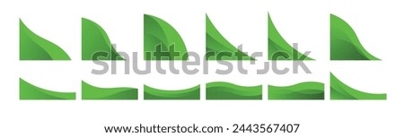 Green Abstract Curve Element Corner Border, Gradient Wave Decoration. Wave Corner Abstract Background Vector. Graphic Design Element. Vector Illustration 