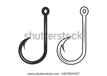 Fishing Hook Vector, Fishhook silhouette, Fishing  Set, Premium Quality Hook Vector, Fishing Hook Graphics, Stylish Fishing Hook, illustration,  Vector Format