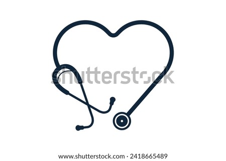 Stethoscope Heart Vector, Medical Stethoscope Heart Shape Vector, Stethoscope Pulse Vector, Heart Health Icon, Medical tools Vector, Stethoscope typography, Doctor, Nurse, Doctor 