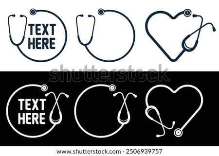 Stethoscope Heart Vector, Medical Stethoscope Heart Shape Vector, Stethoscope Pulse Vector, Medical tools Vector, Stethoscope typography, Doctor, Nurse, Doctor, Health