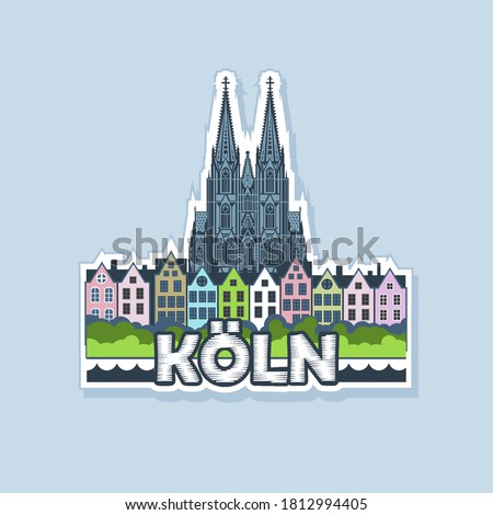 Colorful sticker or magnet of the city of Cologne.