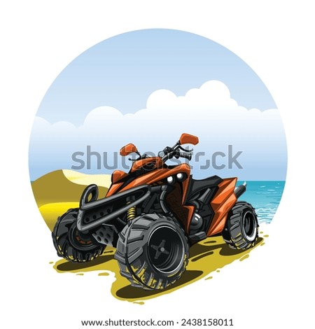 ATV quad bike on background of the beach sea shore.