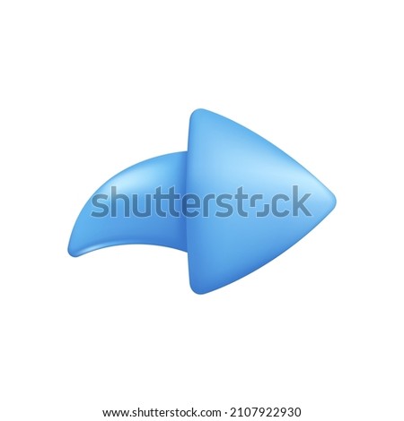 Right Arrow icon in cartoon 3d plastic style, isolated on white background. Vector illustration 3d volumetric Right Arrow.