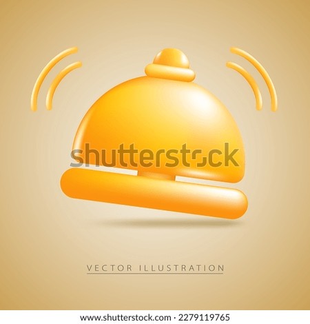 Service bell in realistic 3d style, isolated on background. Vector illustration.