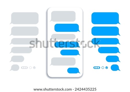 Message bubbles template for creating dialogues on white background. Text template bubbles. Mockup Web messenger interface.