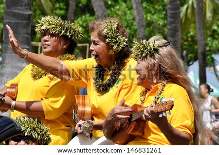 HONOLULU, HAWAII - MARCH 26: Native people march during the Prince Kuhio Celebration Commemorative Parade, March 26th, 2010 in Honolulu, Hawaii.