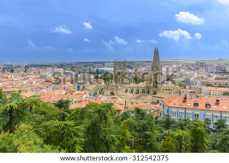 View on Burgos Cathedral from castle hill (Spain)