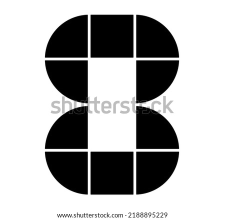 Vector isolated abstract geometric number digit eight figure colorless black and white stencil