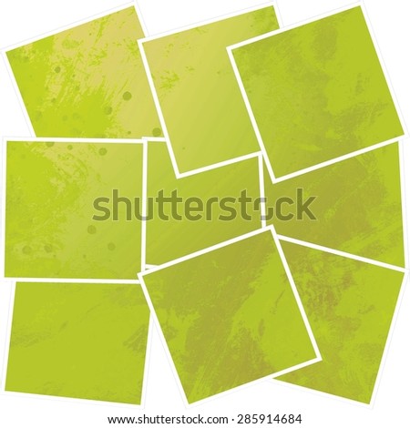 A square, earth tone background with may textures.