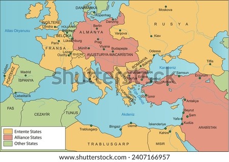 history, map, before world war 1, after world war 1, 1914, 1918, Ottoman Empire, Allied Powers, Central Powers, Other States
