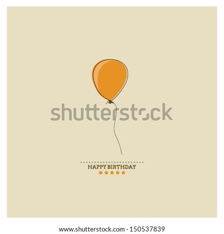 Happy Birthday card with holiday orange balloon