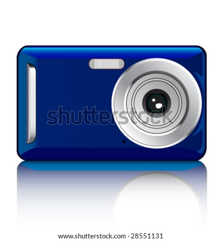 Color compact camera. Vector illustration.