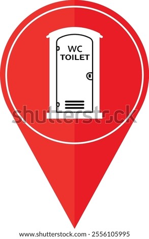 Pinpoint WC Toilet location vector icon. Map pointer symbol for website, GPS navigator, apps, business card. Location point of restroom. Geolocation mark on the map. Map marker sign