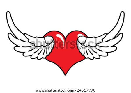 Red Heart With Wings Stock Vector Illustration 24517990 : Shutterstock