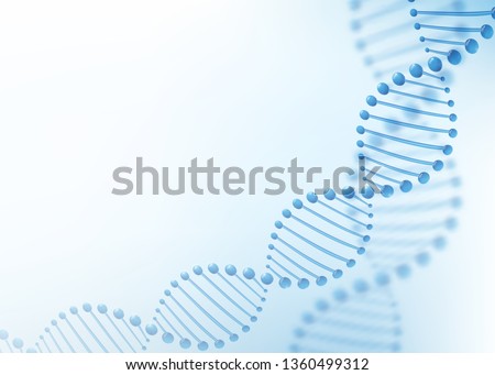 DNA chromosome concept. Science technology vector background for biomedical, health, chemistry design. 3D style in light blue color.