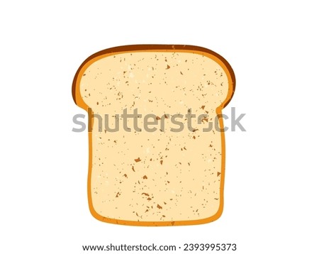 Toast slice vector illustration isolated on white background. Top view. Single slice of lightly toasted white bread.