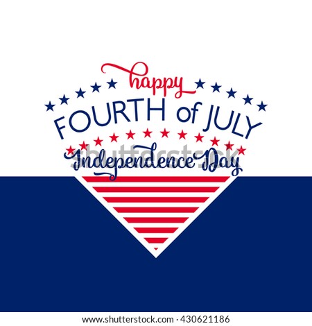 4th of july background. Fourth of July felicitation triangle element postcard. USA Happy Independence day greeting card. Vector illustration with flag color, star, lettering for congratulation America