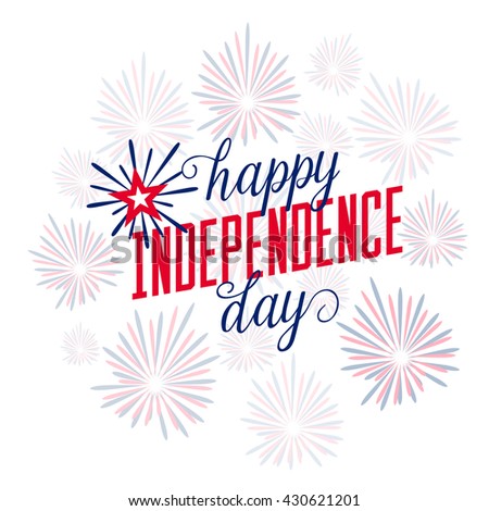 4th of july background. Fourth of July felicitation classic postcard. USA Happy Independence day greeting card. Vector illustration with flag color, fireworks, lettering for congratulation american