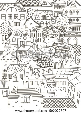 town coloring book winter