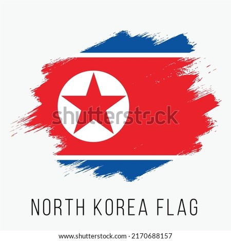 North Korea Vector Flag. North Korea Flag for Independence Day. Grunge North Korea Flag. North Korea Flag with Grunge Texture. Vector Template.