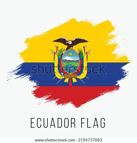 Ecuador Vector Flag. Ecuador Flag for Independence Day. Grunge Ecuador Flag. Ecuador Flag with Grunge Texture. Vector Template.