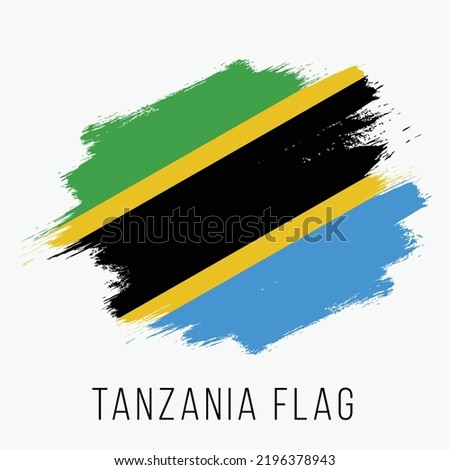 Tanzania Vector Flag. Tanzania Flag for Independence Day. Grunge Tanzania Flag. Tanzania Flag with Grunge Texture. Vector Template.