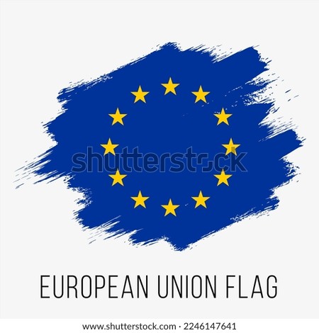 European Union Vector Flag. European Union for Independence Day. Grunge European Union Flag. European Union Flag with Grunge Texture. Vector Template.