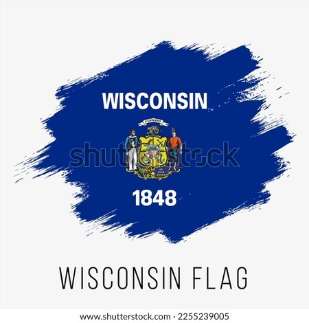 USA State Wisconsin Vector Flag Design Template. Wisconsin Flag for Independence Day. Grunge Wisconsin Flag