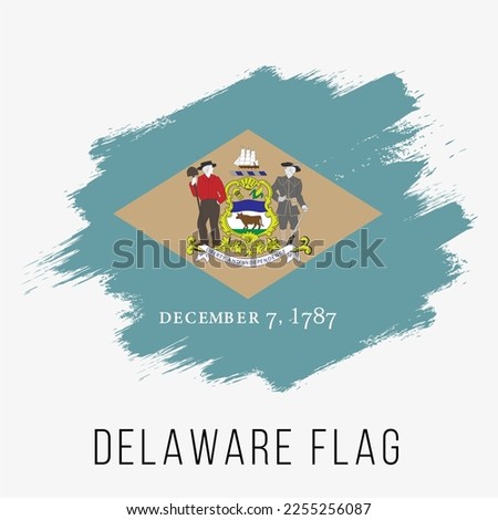 USA State Delaware Vector Flag Design Template. Delaware Flag for Independence Day. Grunge Delaware Flag