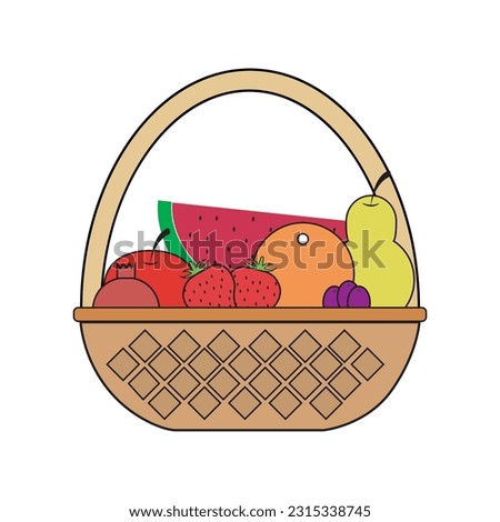 Abstract Vector Colorful Fruit Basket Icon Design Template