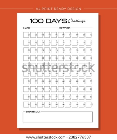 Printable KDP 100 Days Challenge Book Vector Design Template