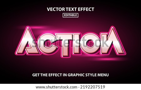 Action 3D Editable Text Effect Template, glowing red neon light effect font style