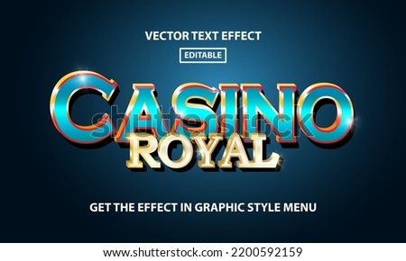 Casino Royal editable text effect template - 3D lettering with glossy blue gradient
