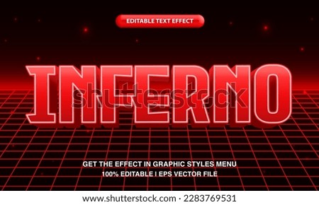 Inferno text, retro futuristic neon light editable text effect style