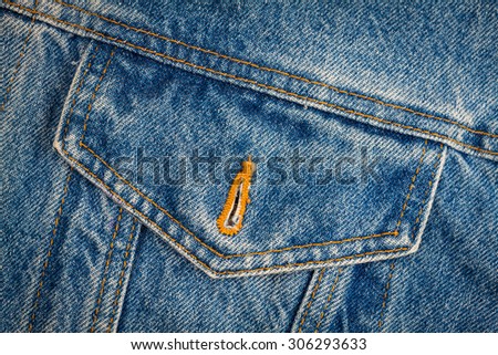 Denim jacket pocket closeup,fashion
