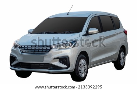 silver white sport family car art 3d design vector SUV car template