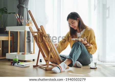 Similar – Image, Stock Photo Talented artist painting on paper