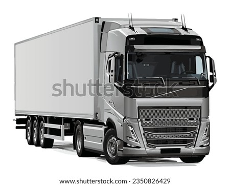 modern truck art 3d render realistic new design box sell car big poster banner logo sign icon symbol identity white road work man driver front side view vector template white isolated background