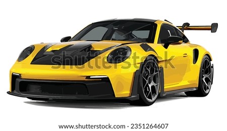 sport 3d fast car template yellow black race design isolated vector modify Mansory spoiler carbon fiber speed