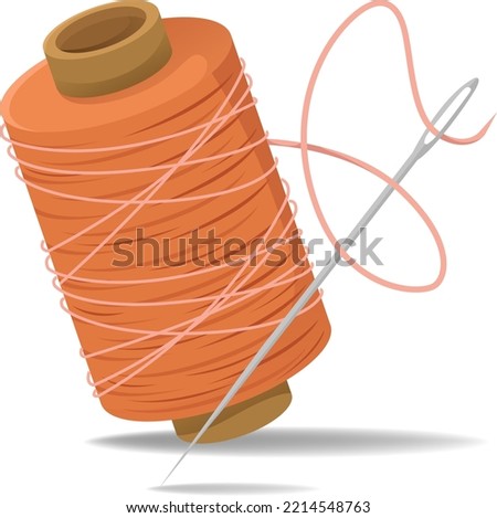 Image, Stock Photo White and orange threads on loom