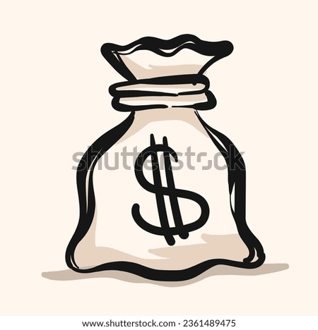 Premium money bag doodle in line art style. Money bag doodle for infographics, web design and app development.