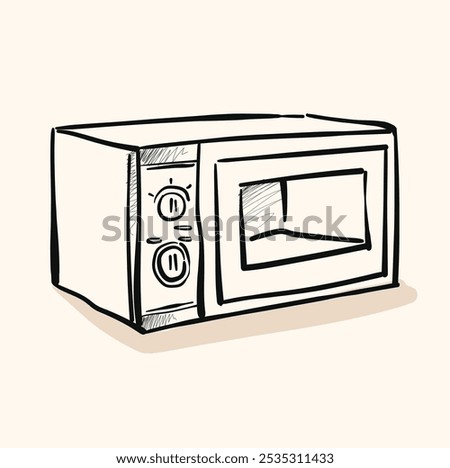 Microwave With illustration style doodle and line art