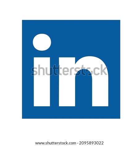 square blue colour white background LinkedIn design logo sign symbol vector in American business and employment oriented online service operates via websites and mobile apps Imagine de stoc © 