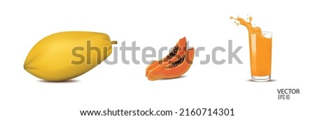 vector illustration papaya and two slice of papaya and  papaya juice glass design template. ストックフォト © 