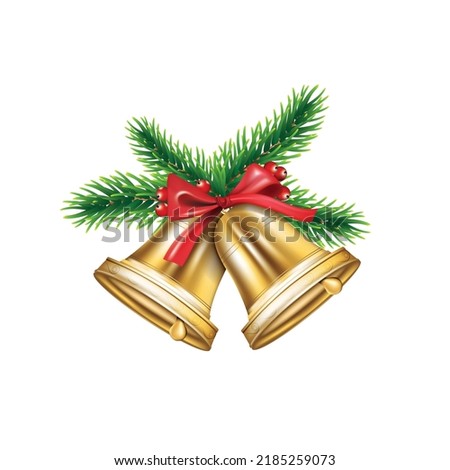 vector illustration christmas bell design template with christmas tree branches.on white background.