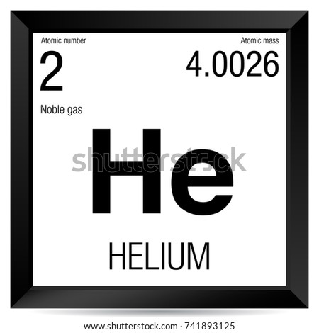 Helium symbol. Element number 2 of the Periodic Table of the Elements - Chemistry - Black square frame with white background