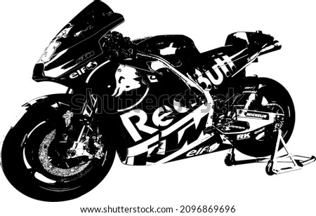 Moto GP KTM vector illustration outline. Coloring book with animal. white background. ready for print or cutting using EPS or convert to SVG format