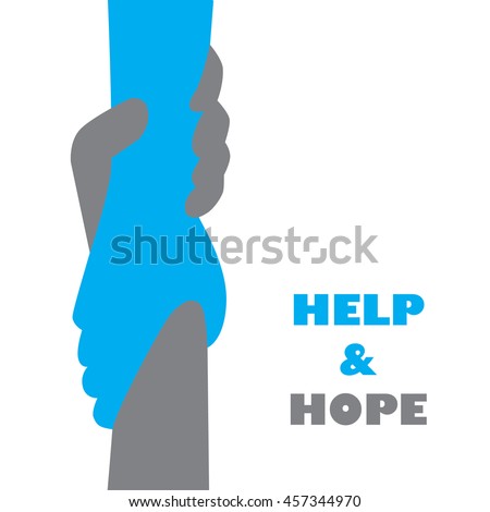 Hand holding hand for help and hope icon logo vector graphic design