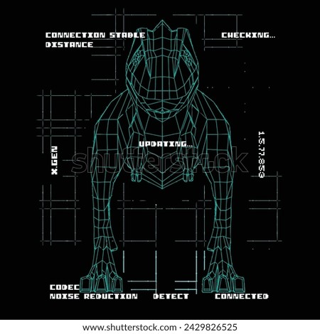 dinosaur T-rex low poly wireframe polygonal